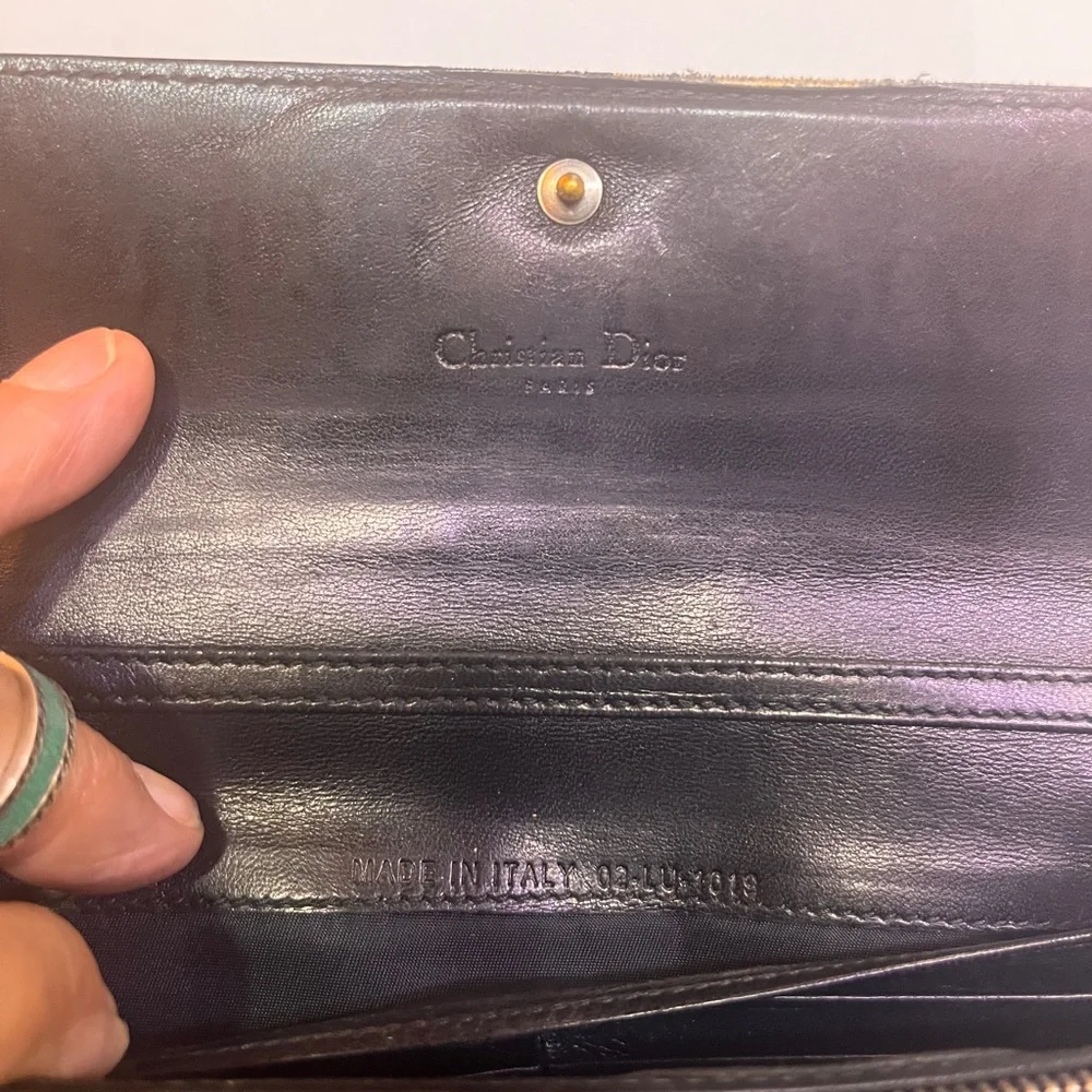 Christian Dior Black Leather Wallet Dior Black Patent Leather wallet
